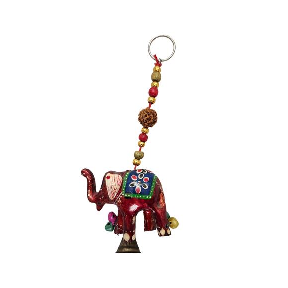 Elephant Trunk Up Keychain Rearview Mirror Hanging Charm Moroccan Red - Picture 1 of 8